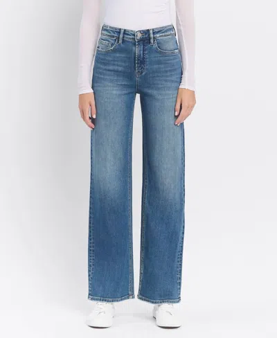 Flying Monkey Super High Rise Wide Leg Jeans In Medium Dark In Blue