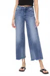 Flying Monkey Vivienne High Rise Crop Wide Leg Jeans In Sagacity In Blue