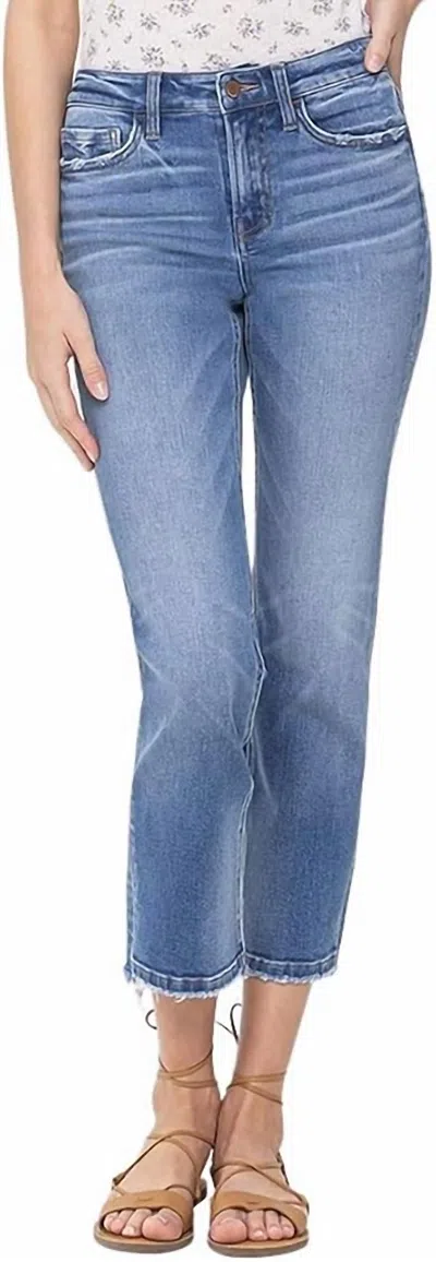 Flying Monkey Women's Mid Rise Crop Straight Jeans In Stately In Blue