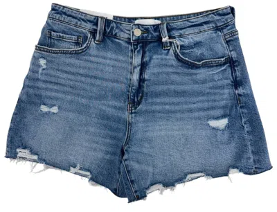 Flying Monkey Women's Rebecca High Rise Distressed Denim Shorts In Blue