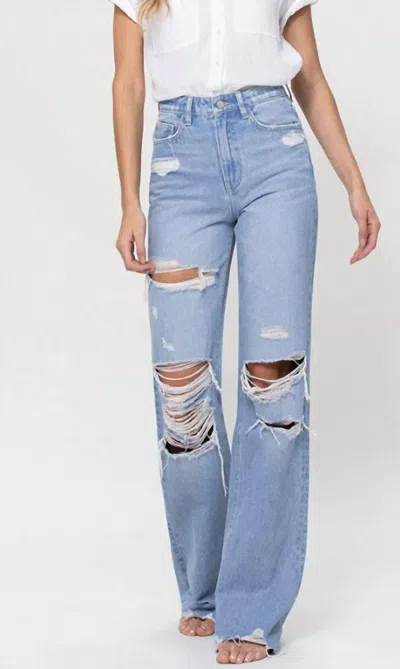 Flying Monkey Women's Ripped Jeans In Light Wash In Blue