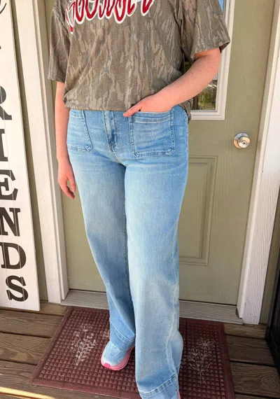Flying Monkey Women's The Coastal Drift Wide Leg Jeans In Blue