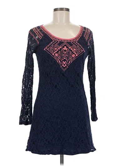 Pre-owned Flying Tomato 3/4 Sleeve Top Blue Sweetheart Neckline Tops