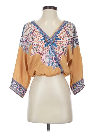Pre-owned Flying Tomato 3/4 Sleeve T-shirt In Tan