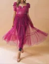 Flying Tomato A Faux Leather Maxi Tulle Dress In Pink In Pink