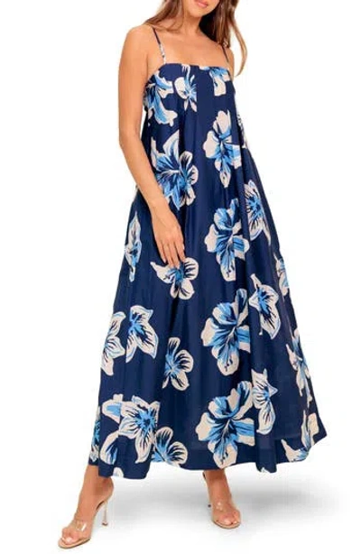 Flying Tomato A-line Cotton Maxi Dress In Blue