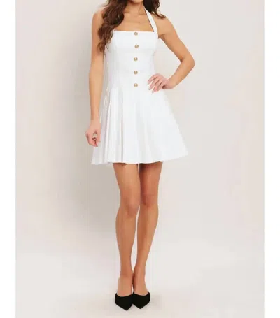 Flying Tomato A Solid Woven Mini Dress In White Denim