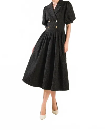 Flying Tomato A Textured Woven Midi Dress In Black