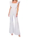 Flying Tomato Alluring Dream Stretch Denim Jumpsuit In White Denim In Multi