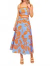 Flying Tomato Cutout Waist Fit & Flare Midi Dress In Blue
