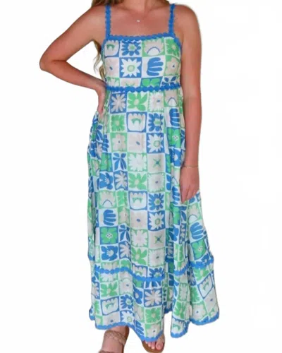 Flying Tomato Aria Abstract Midi Dress In Blue Multi