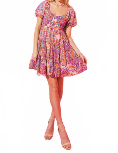 Flying Tomato Ava Smocked Bodice Dress In Pink In Multi