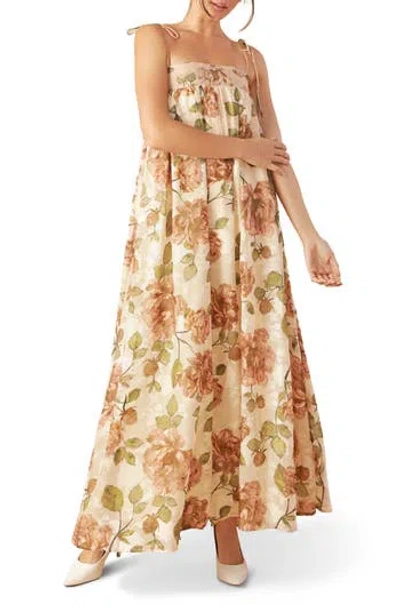 Flying Tomato Babydoll Maxi Dress In Taupe