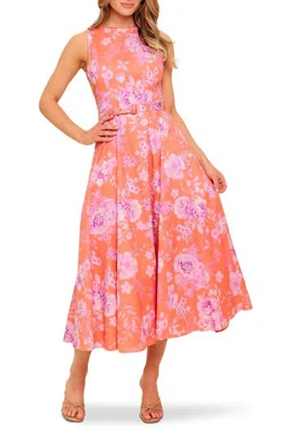 Flying Tomato Bateau Neck Fit & Flare Midi Dress In Pink
