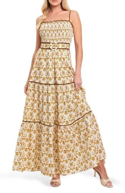 Flying Tomato Belted Cotton Midi Dress In Yellow