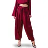 Flying Tomato Belted Satin Balloon Pants In Red