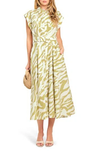 Flying Tomato Belted Shirtdress In Ivory Taupe