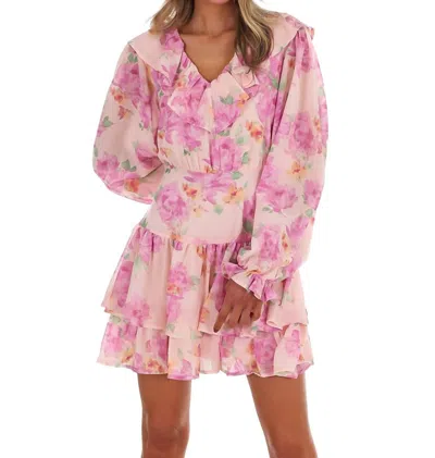 Flying Tomato Bloom Floral Mini Dress In Peach In Pink