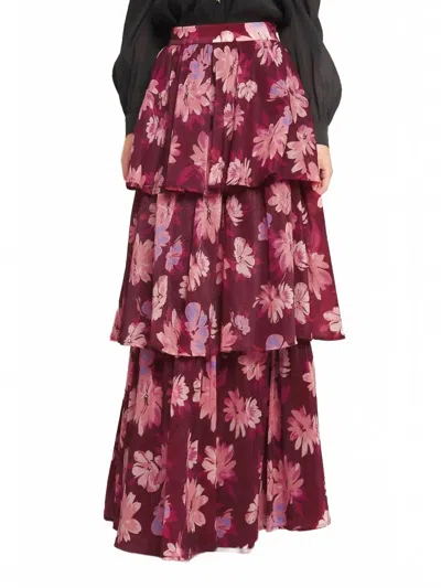 Flying Tomato Blossom & Bordeaux Tiered Skirt In Multi