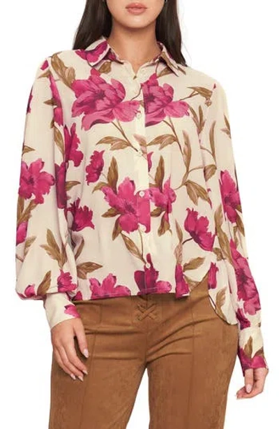 Flying Tomato Button Front Long Sleeve Top In Brown