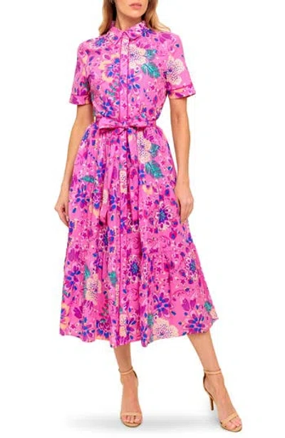 Flying Tomato Button-up Fit & Flare Midi Dress In Purple