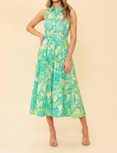 Flying Tomato Callie Midi Dress In Green Multi