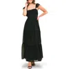 Flying Tomato Cap Sleeve Lace-up Back Maxi Dress In Black