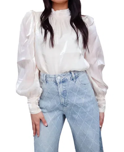 Flying Tomato Caroline Mock Neck Blouse In Ivory In Multi