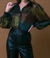 Flying Tomato Cause A Commotion Sequin Blouse In Black Multi