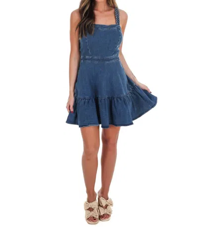 Flying Tomato Celebrate You Denim Mini Dress In Medium Indigo In Blue