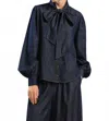 Flying Tomato Chambray Bow Blouse In Black In Black