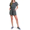 Flying Tomato Chambray Off The Shoulder Romper In Black
