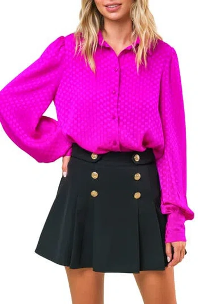 Flying Tomato Checkered Long Sleeve Button-up Shirt In Purple