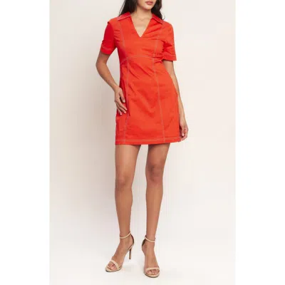 Flying Tomato Collared Denim Dress In Orange
