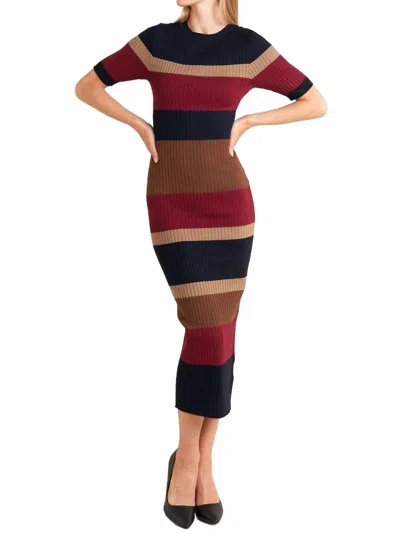 Flying Tomato Color Block Midi Sweater Dress In Black Multi
