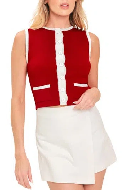 Flying Tomato Colorblock Sleeveless Crop Cardigan In Multi