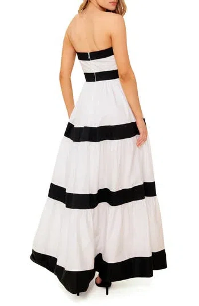 Flying Tomato Colorblock Strapless Tiered Cotton Maxi Dress In White