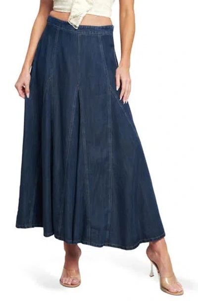 Flying Tomato Contrast Stitch Midi Skirt In Blue