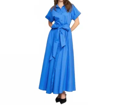 Flying Tomato Cotton Poplin Shirt Dress In Royal Blue