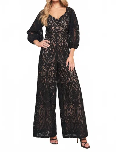 Flying Tomato Crochet Lace Jumpsuit In Black
