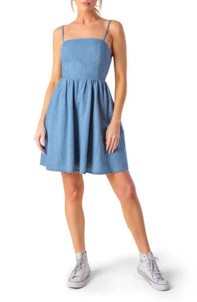 Flying Tomato Cutout Chambray Minidress In Blue