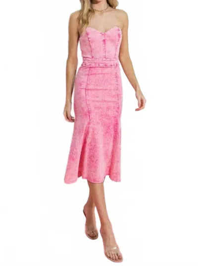 Flying Tomato Cyprus Acid Washed Midi Dress In Pink