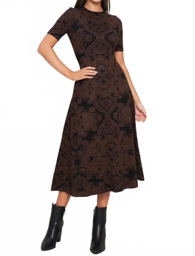 Flying Tomato Dahlia Jacquard Sweater Knit Metallic Midi Dress In Black Multi In Brown