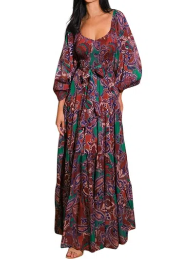 Flying Tomato Darling Sensation Woven Maxi Dress In Wine Teal In Multi