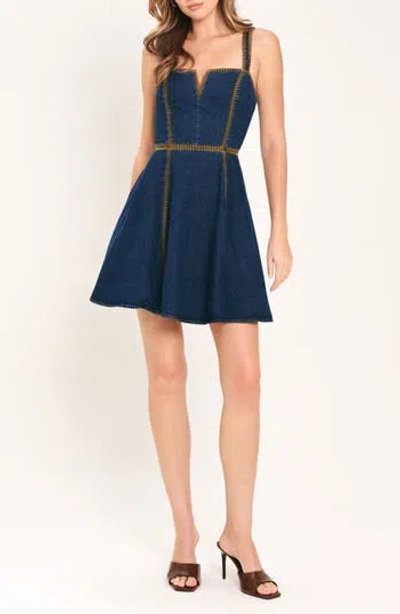 Flying Tomato Denim Fit & Flare Dress In Indigo Denim