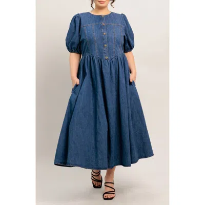 Flying Tomato Denim Midi Dress In Blue
