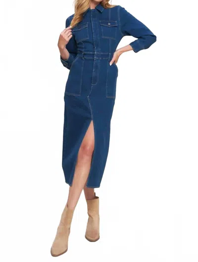 Flying Tomato Denim Midi Dress In Dark Indigo In Blue