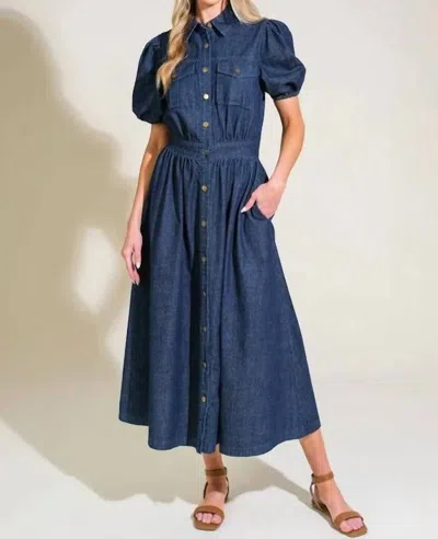Flying Tomato Denim Midi Dress In Medium Indigo In Blue