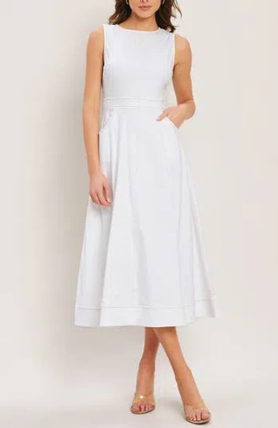 Flying Tomato Denim Midi Dress In White