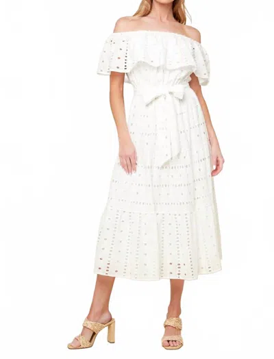 Flying Tomato Dominica Eyelet Midi Dress In White